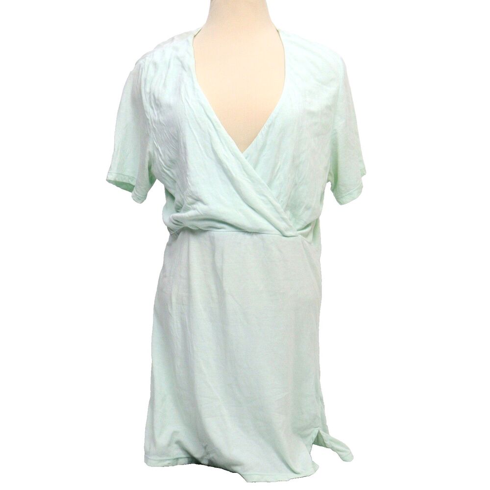 Eddie Bauer Dress Womens Small Blue Stretch Pima‎ Cotton V-Neck A-Line Casual